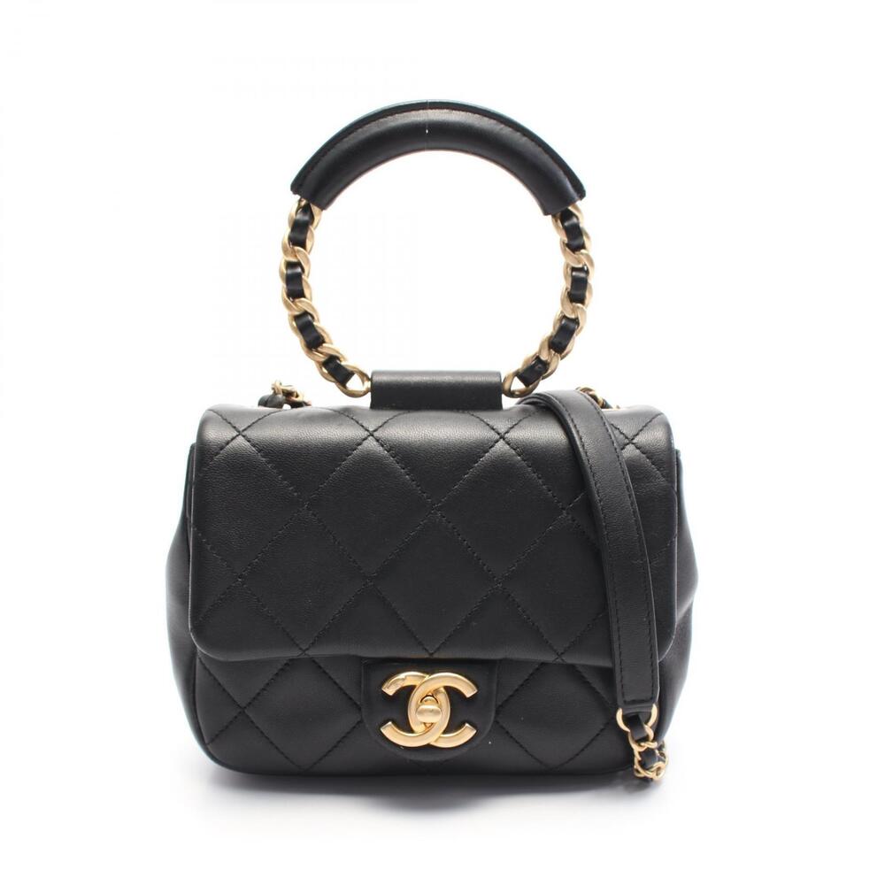 Chanel Matelasse Shoulder Bag Leather Black